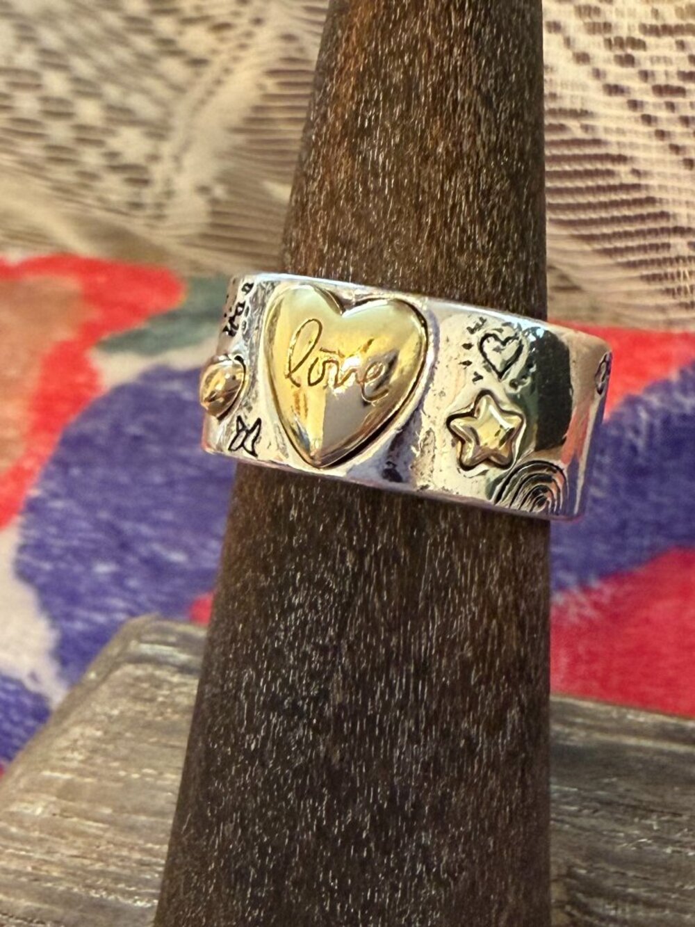 Sundance Mixed Metal Love Heart Wide Band 6